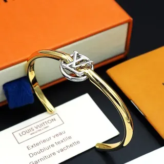 Louis Vuitton LV Knot Gold Silver Polished Monogram Clasp Bracelet