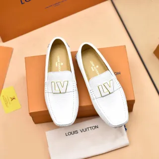 Louis Vuitton LV Loafer सादा दानेदार चामड़ा सोनाली लोगो लुफर