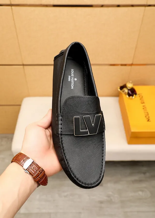 Louis Vuitton LV Logo Loafer Noir Cuir Texturé Loafers 7