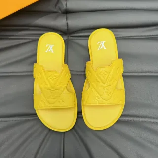 لويس فتون LV Slide نعال أصفر مونوغرام مطبوع مطاط