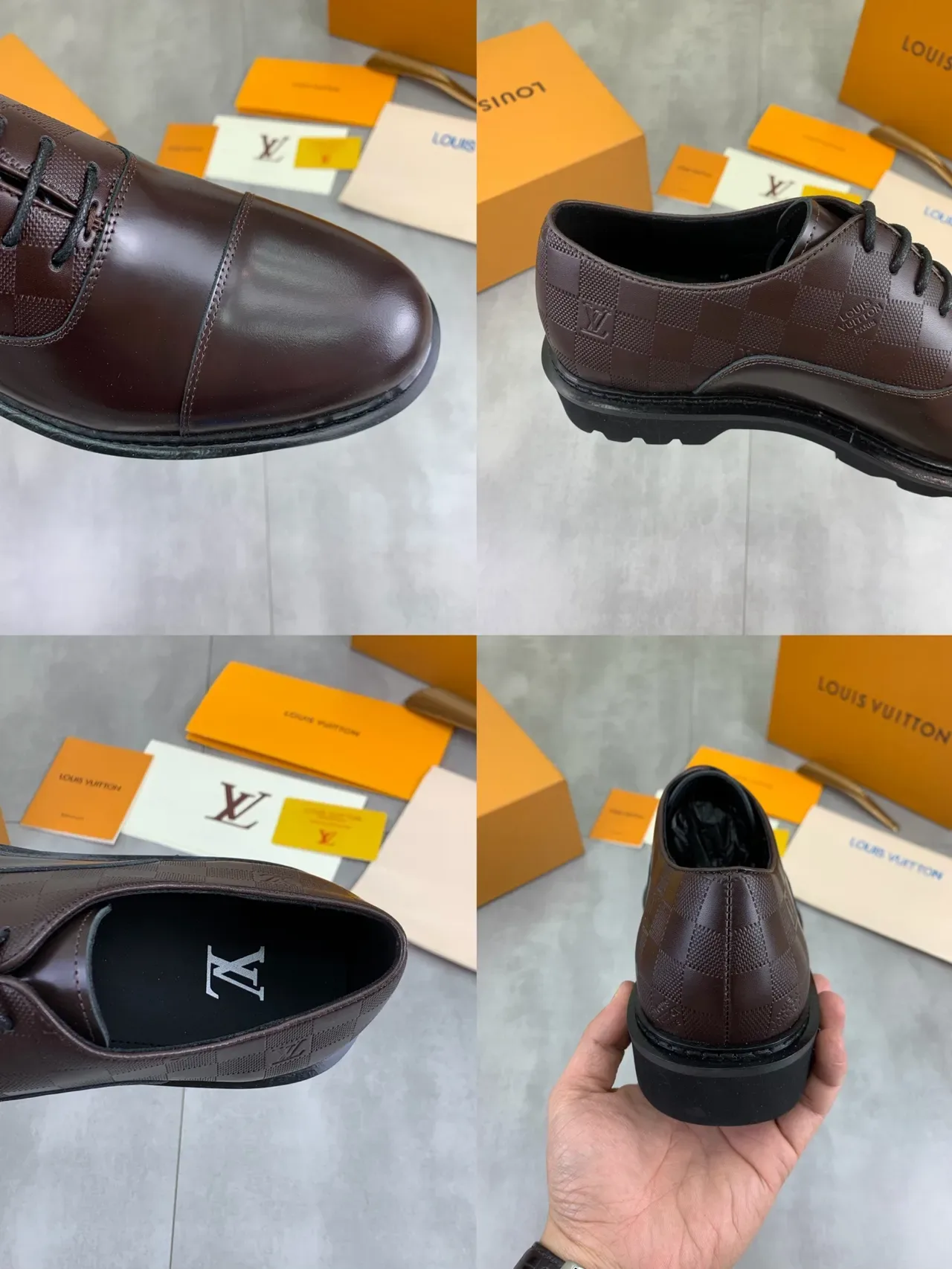Louis Vuitton LV Trail Marron Noir Cap-Toe Damier Graphite Panneaux Toile Oxford 3