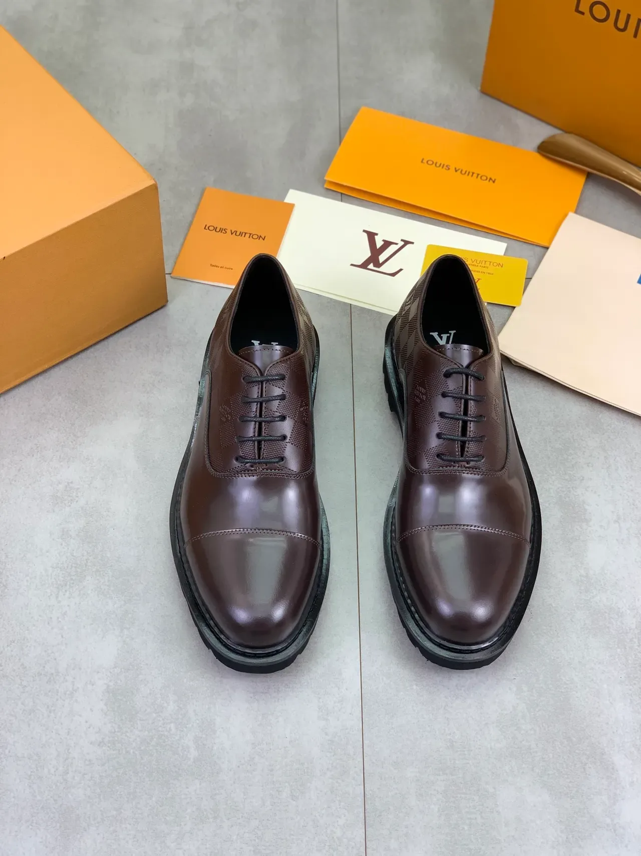 Louis Vuitton LV Trail Marron Noir Cap-Toe Damier Graphite Panneaux Toile Oxford 5