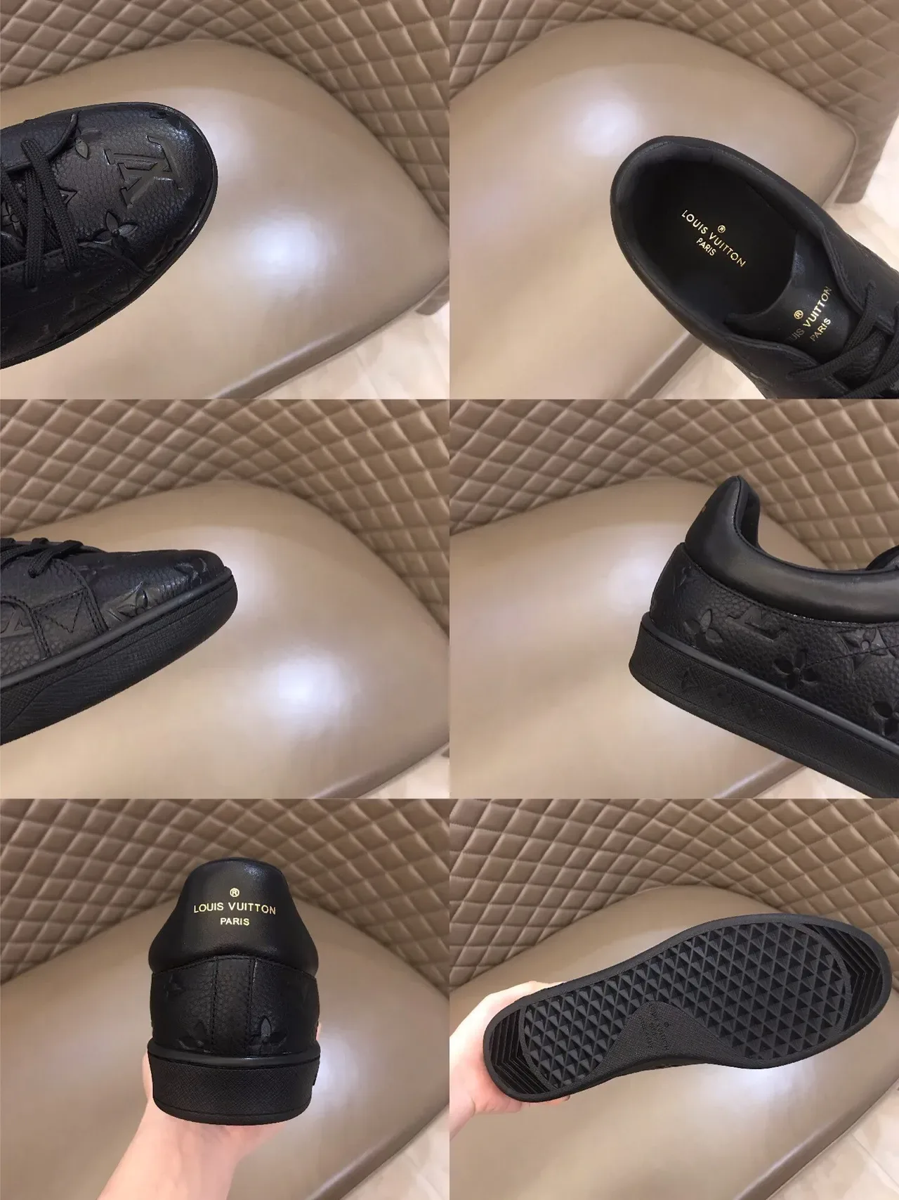 Louis Vuitton LV Trainer Zapatos Lifestyle de Cuero Negro con Monograma Embossado Low-Top con Cordones 2