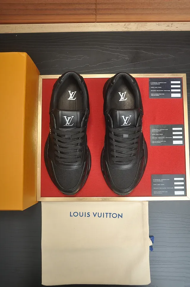 Louis Vuitton LV Trainer Sneakers Lifestyle Noires à Monogramme Semelle en Caoutchouc Tige Mixta Maille et Cuir 5