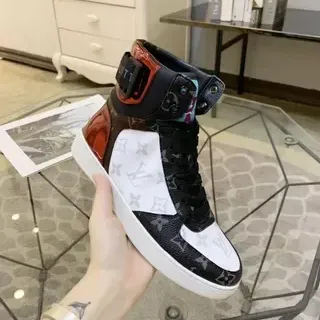 Louis Vuitton LV Trainer 黑色 白色 高帮 印花帆布 生活方式 运动鞋