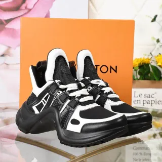 Louis Vuitton LV Trainer কালো সাদা হাই টপ সোল চাঙ্কি স্নিকার