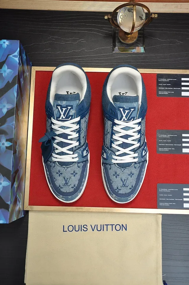 লুইস ভিতন LV Trainer নীল সাদা Denim Monogram Upper চাঙ্কি মিডসোল Lifestyle Sneakers 9