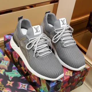 Louis Vuitton LV Trainer Gris Blanco Upper de Tejido Low-Top Lifestyle Sneakers