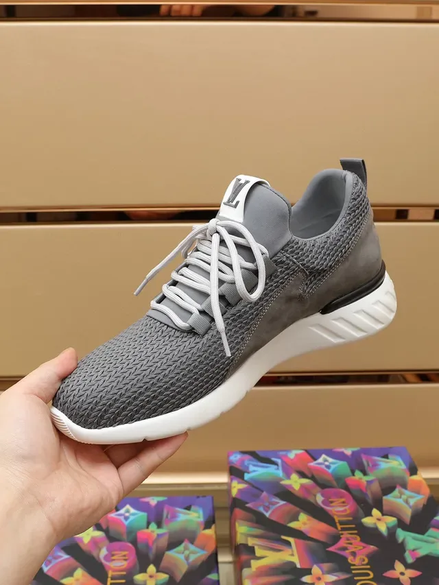 Louis Vuitton LV Trainer Gray White Knit Upper Low-Top Lifestyle Sneakers 2