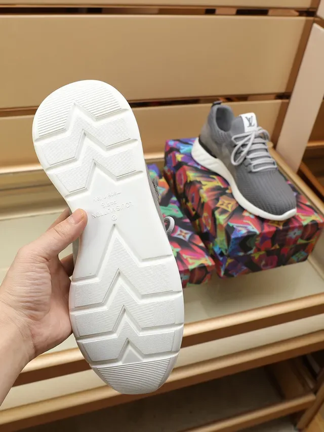 Louis Vuitton LV Trainer Gray White Knit Upper Low-Top Lifestyle Sneakers 3