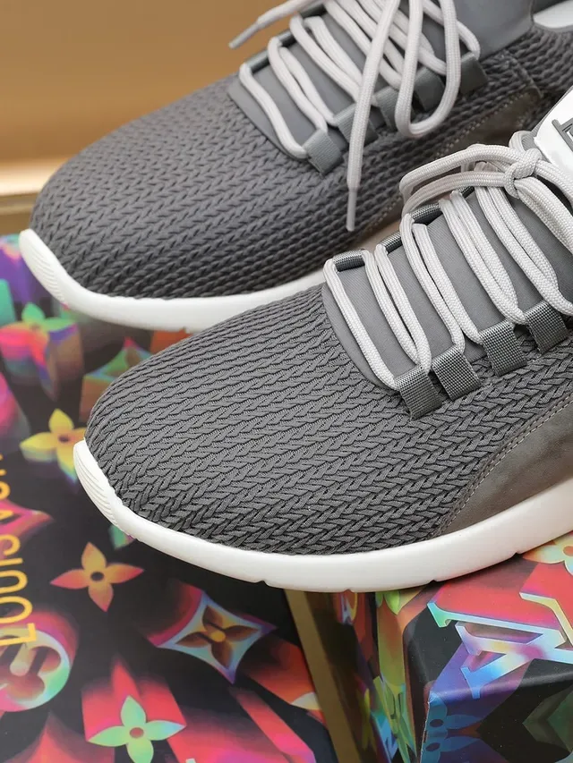 Louis Vuitton LV Trainer Gray White Knit Upper Low-Top Lifestyle Sneakers 4