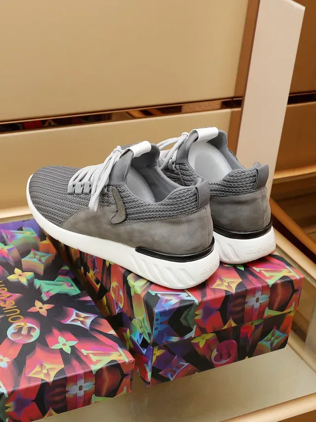 Louis Vuitton LV Trainer Gray White Knit Upper Low-Top Lifestyle Sneakers 5