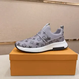Louis Vuitton LV Trainer Gris Blanco Slip-On Monograma Lona Lifestyle Sneakers