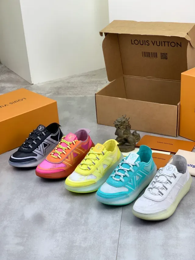 Louis Vuitton LV Trainer Pink Orange Multi-Panel Layered Upper Zigzag Contrast Stitching Chunky Sneakers 6