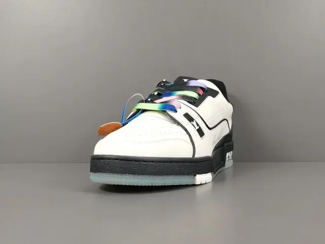 Louis Vuitton LV Trainer أبيض أسود منخفض القدمة سيليويت جلد علوي أحذية رياضية أسلوب حياة 13
