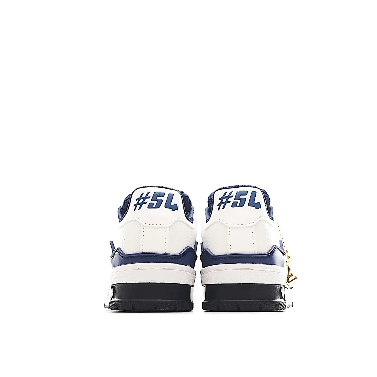 Louis Vuitton LV Trainer Branco Azul Camadas Sintéticas Superposições Dedo do Pé Perfurado Tênis Lifestyle 13