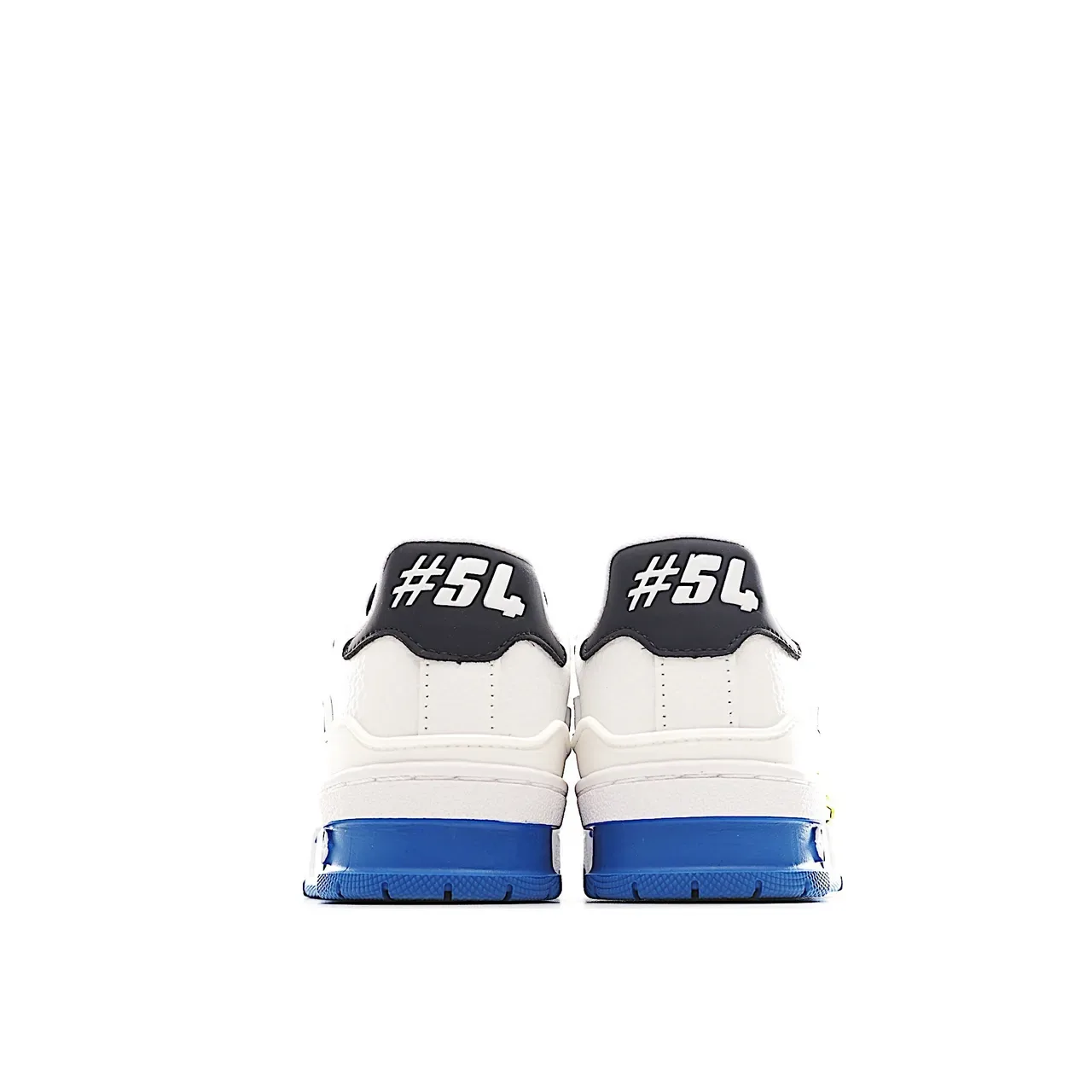 Louis Vuitton LV Trainer Branco Azul Camadas Sintéticas Superposições Dedo do Pé Perfurado Tênis Lifestyle 20