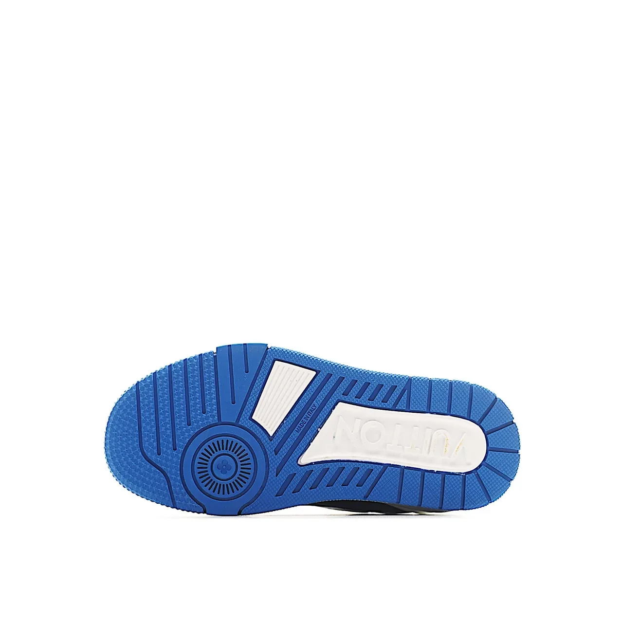 Louis Vuitton LV Trainer Branco Azul Camadas Sintéticas Superposições Dedo do Pé Perfurado Tênis Lifestyle 23