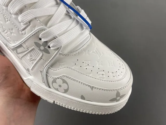 Louis Vuitton LV Trainer White Gray Monogram-Printed Chunky-Soled Lifestyle Sneakers 2