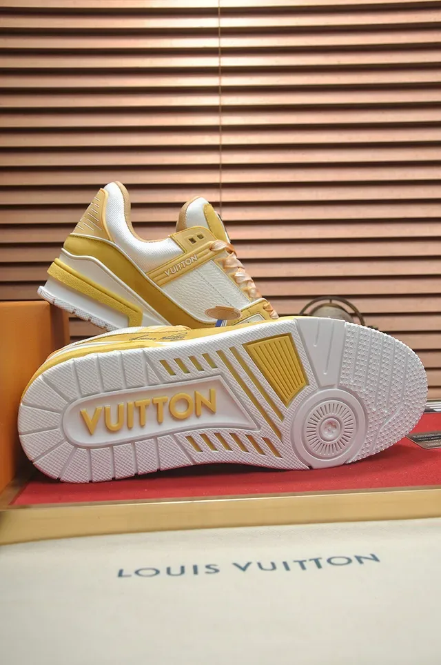 Louis Vuitton LV Trainer Yellow White Layered And Upper Embossed Motifs Lifestyle Sneakers 3