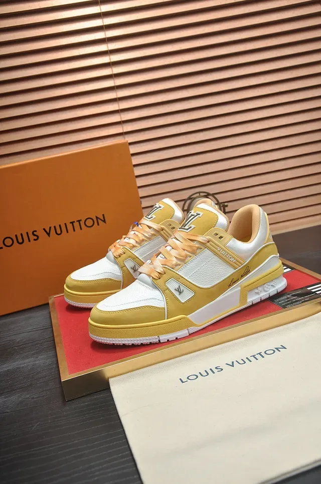 Louis Vuitton LV Trainer Yellow White Layered And Upper Embossed Motifs Lifestyle Sneakers 4