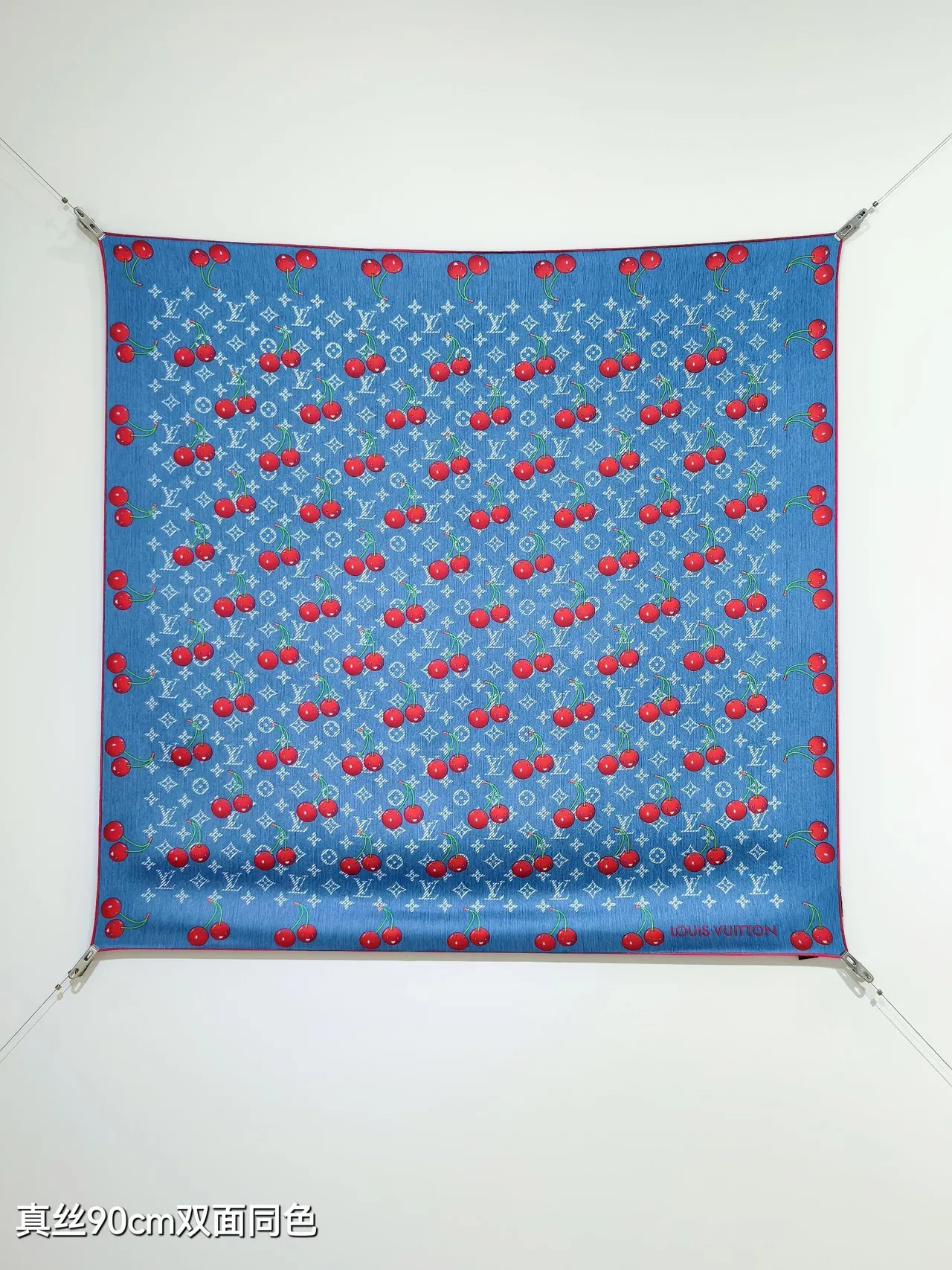 Louis Vuitton LV x TM Denim Cerise 90 Silk Scarf 7