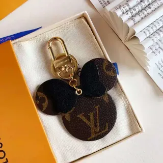 Louis Vuitton Mickey Mouse Key Holder Brown Gold Monogram Canvas Leather Bow Detail Crossbody Bag