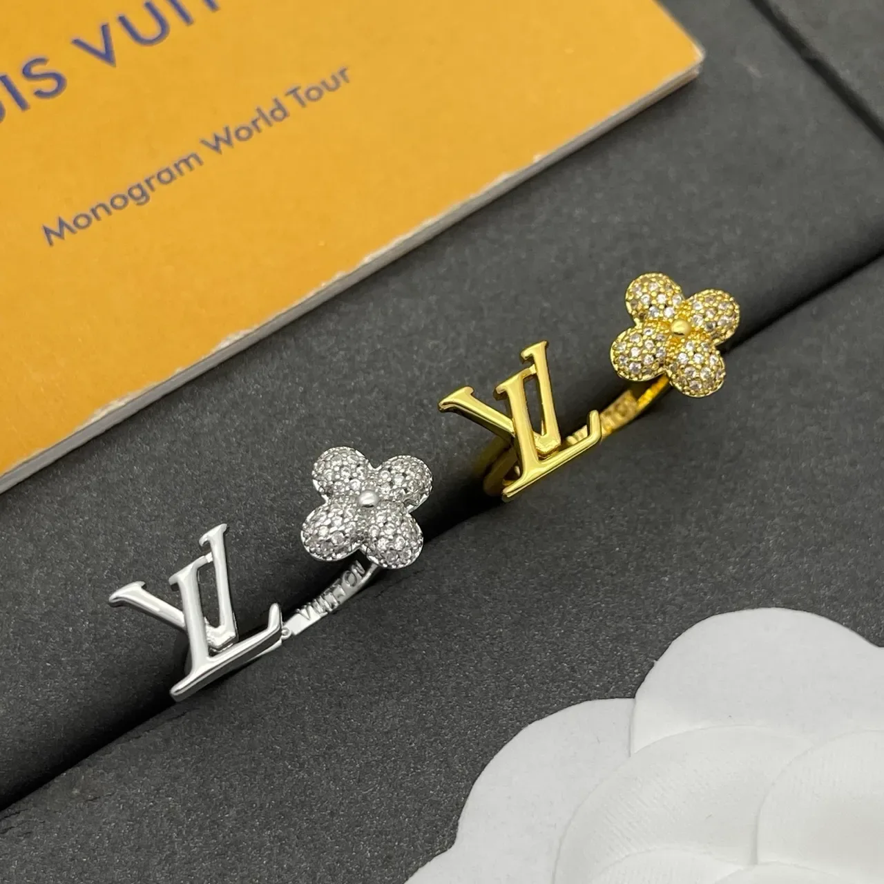 Louis Vuitton Monogram and Pavé Floral Silver-Tone Earrings 2