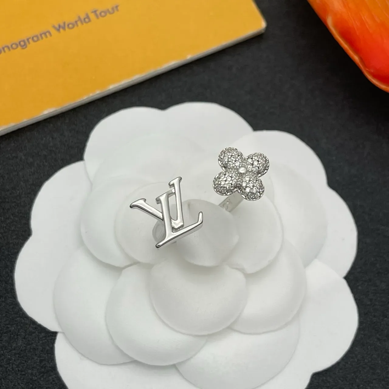Louis Vuitton Monogram and Pavé Floral Silver-Tone Earrings 8