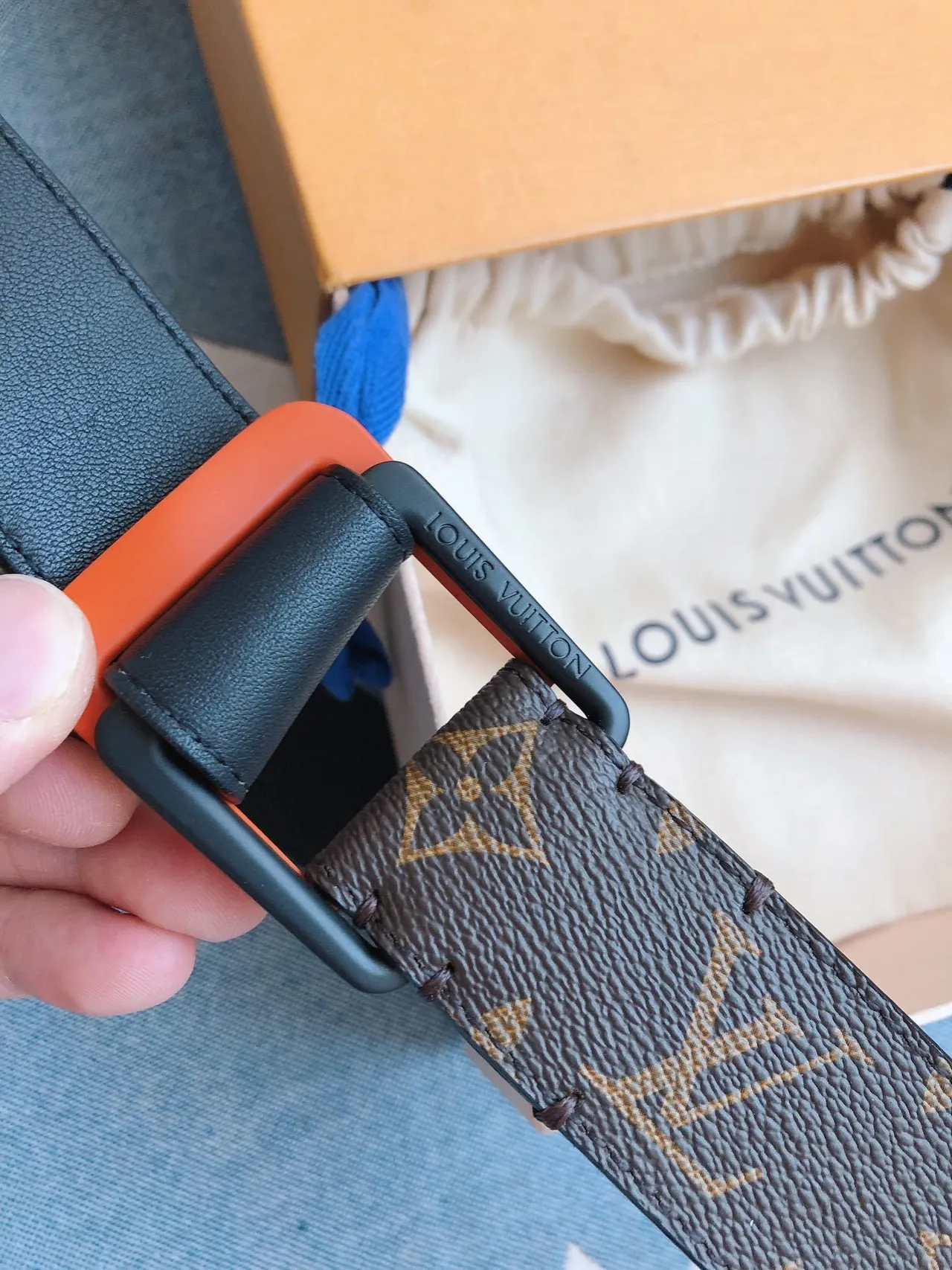 Louis Vuitton Monogram Canvas Dual-Tone Buckle Leather Belt 4