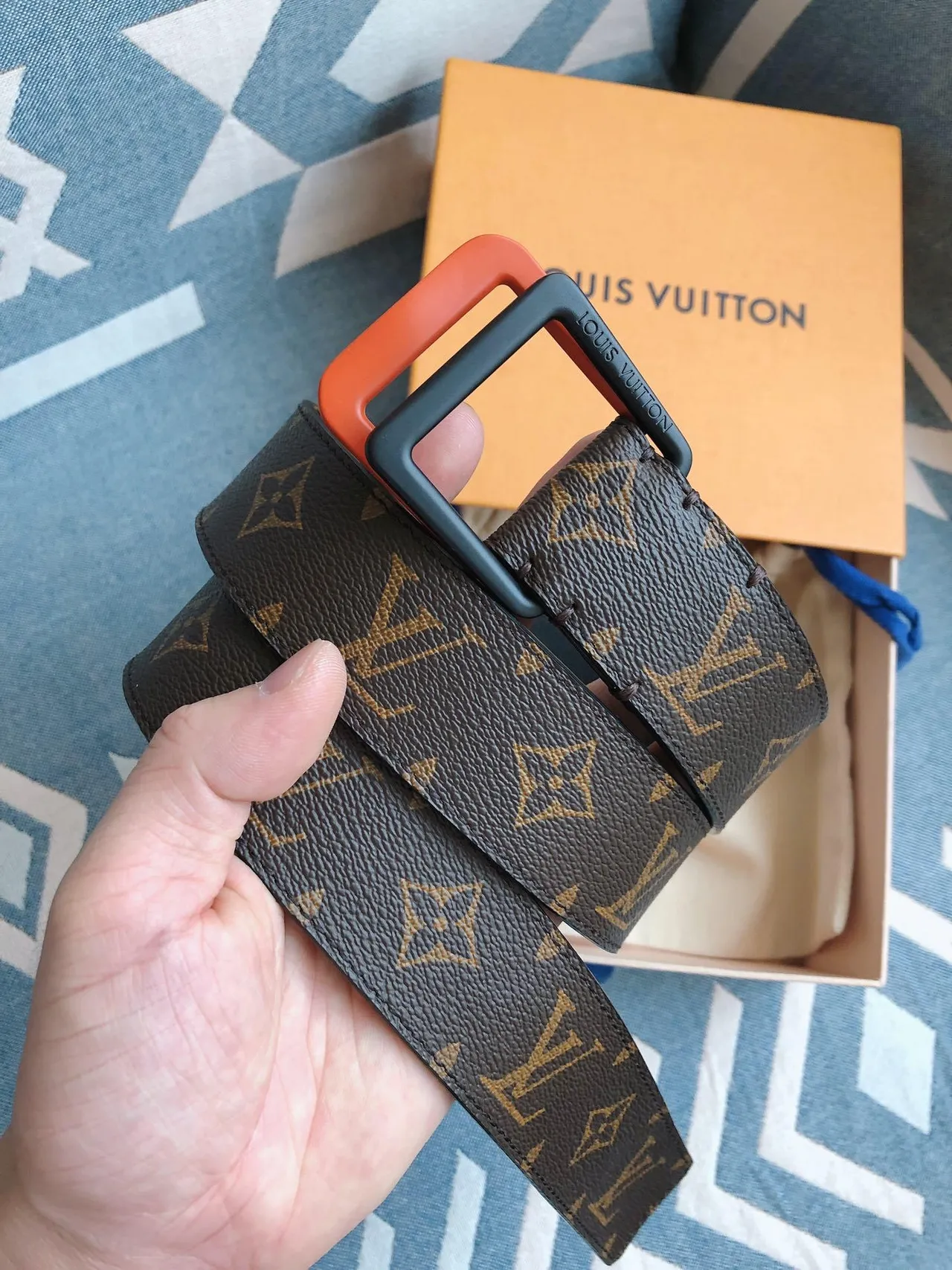 Louis Vuitton Monogram Canvas Dual-Tone Buckle Leather Belt 9