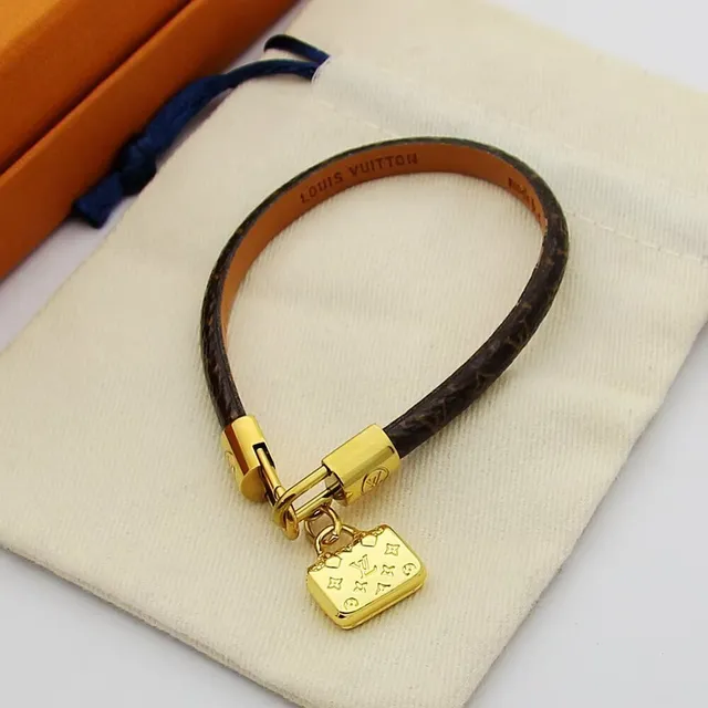 Louis Vuitton Monogram Canvas Gold-Tone Mini Bolsa Charm Pulseira 5