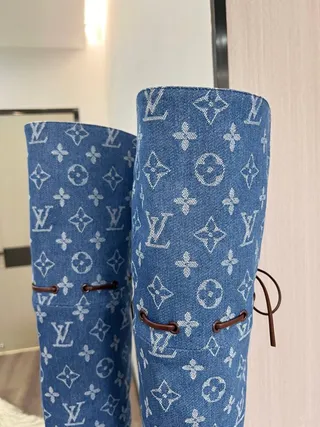 Louis Vuitton Monogram Denim Bottes par-dessus le genou 3