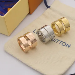 Louis Vuitton Monogram डबल बैंड रिंग गोल्ड सिल्वर एंग्रेव्ड