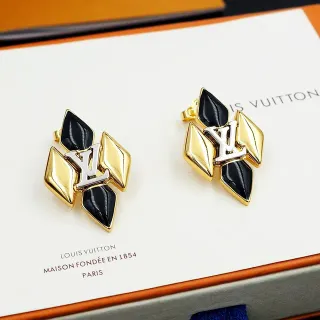 Louis Vuitton Brincos Monogram Geometricos Preto e Dourado