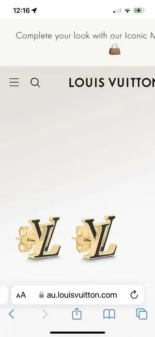 Louis Vuitton Monogram Gold and Black Enamel Stud Earrings 6