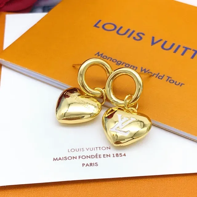 Louis Vuitton Monogram Heart Gold-Tone Earrings 9
