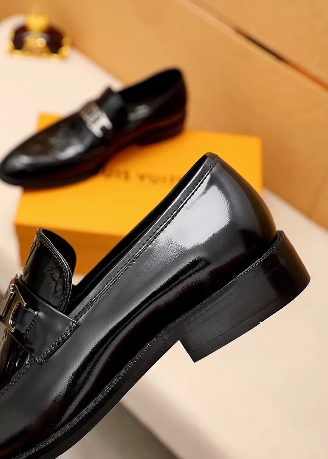 Louis Vuitton Monogram Loafer Black Glossy Leather Loafers 7