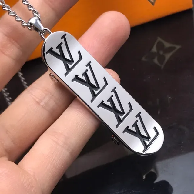 Louis Vuitton Monogram Orange Enamel Gold-Tone Pendant Necklace 2