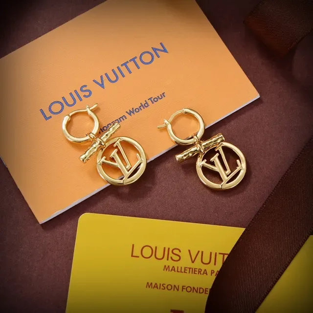 Louis Vuitton Monogram Pendant Toggle Hoop Earrings 5