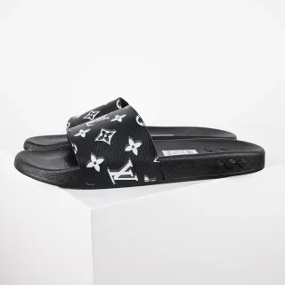 Louis Vuitton Monogram Print 黑色 白色 Slide Slippers
