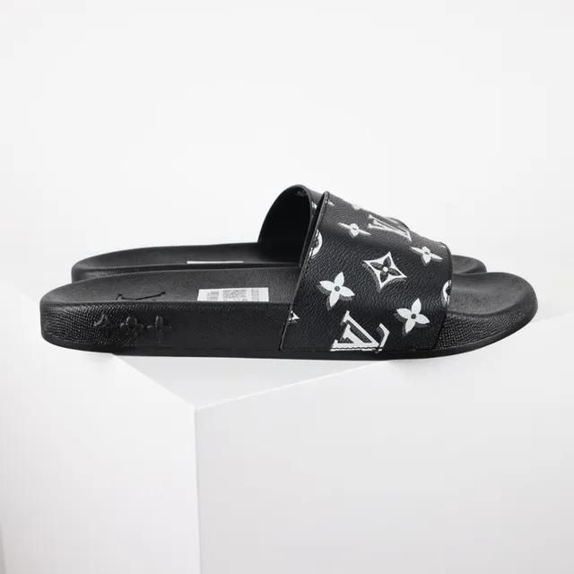 Louis Vuitton Monogram Print Black White Slide Slippers 3