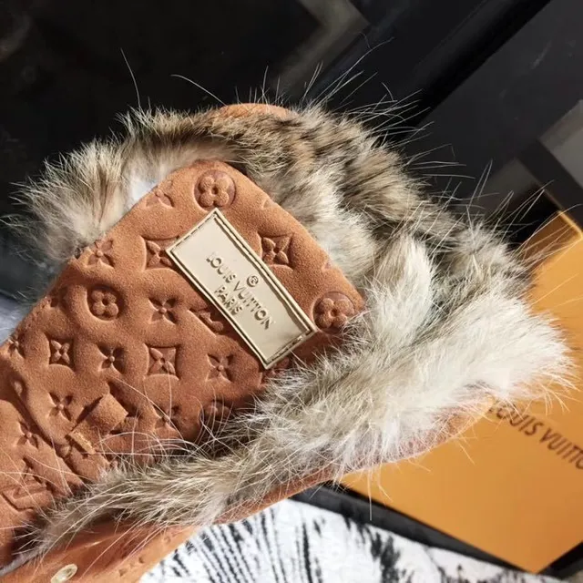 Louis Vuitton Monogram Suede Fur-Trimmed বুট ব্রাউন বেইজ Monogrammed Cuff হাঁটুর বুট 6