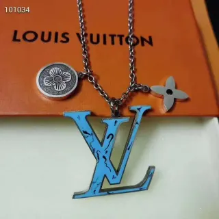 Louis Vuitton Multi Charm Esmaltado Azul LV Colar