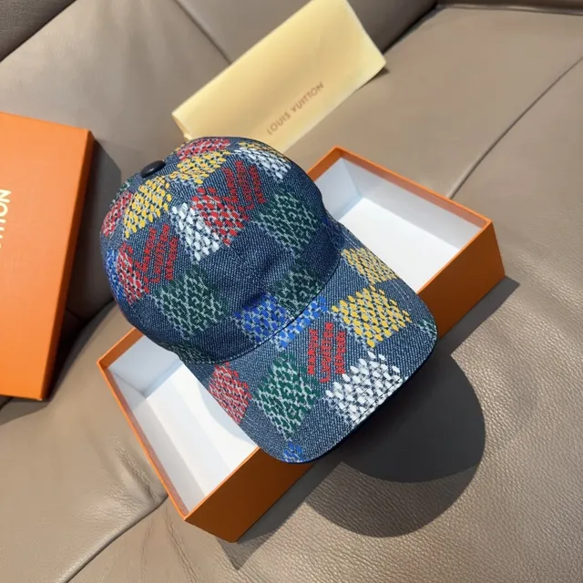 Louis Vuitton gorra de béisbol de denim tejido multicolores 1