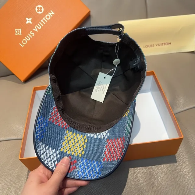 Louis Vuitton gorra de béisbol de denim tejido multicolores 4
