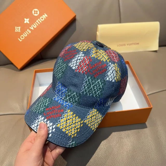 Louis Vuitton gorra de béisbol de denim tejido multicolores 6