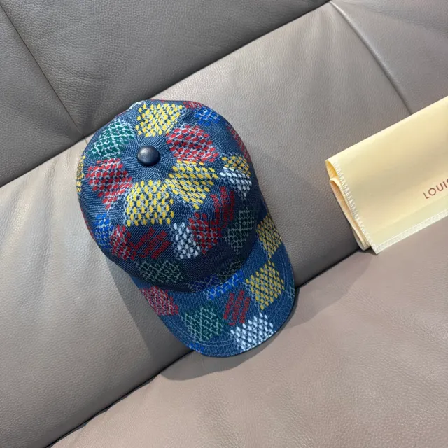 Louis Vuitton gorra de béisbol de denim tejido multicolores 9