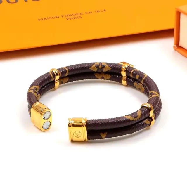 Louis Vuitton Padlock Triple-Wrap Monogram Leather Bracelet 2