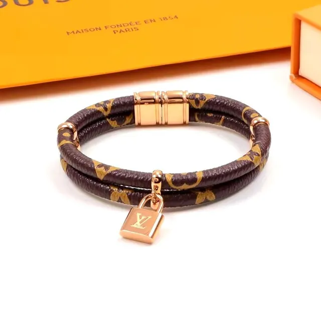 Louis Vuitton Padlock Triple-Wrap Monogram Leather Bracelet 5